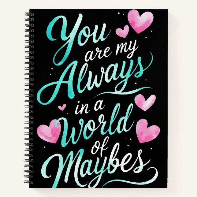 Forever Words" Romantic Quote Notebook (Front)