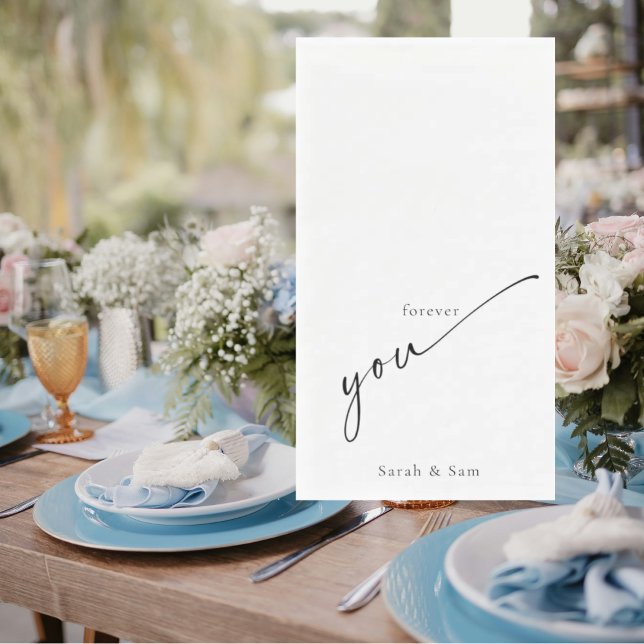 Forever You Couple Names Wedding Paper Napkin (Creator Uploaded)