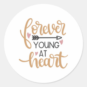 Forever young at heart classic round sticker