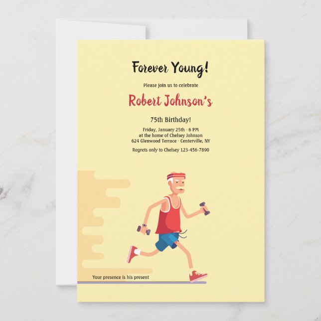 Forever Young Senior Citizen Birthday Invitation (Front)