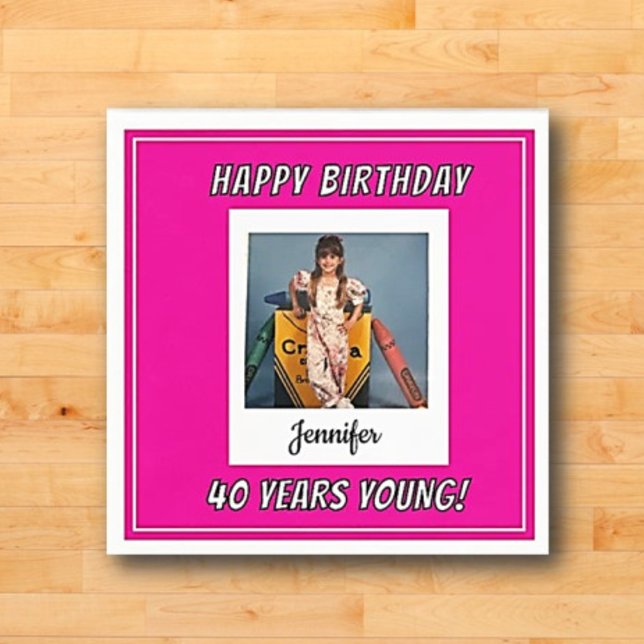 Forever Young Vintage Photo Birthday Napkin (Creator Uploaded)