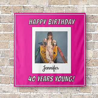 Forever Young Vintage Photo Birthday Tapestry