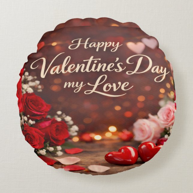 'Forever Your Valentine' Round Pillow (Front)