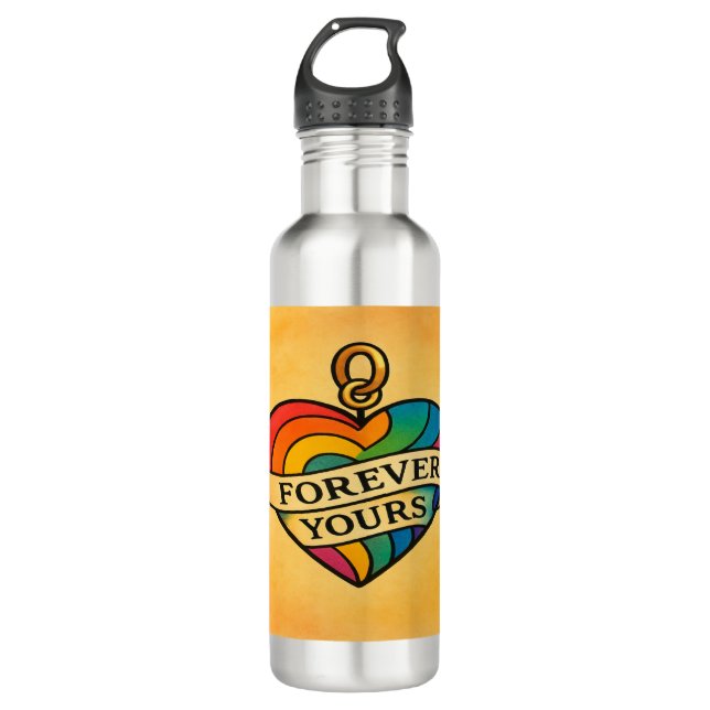 Forever Yours Colourful Love Heart 710 Ml Water Bottle (Front)