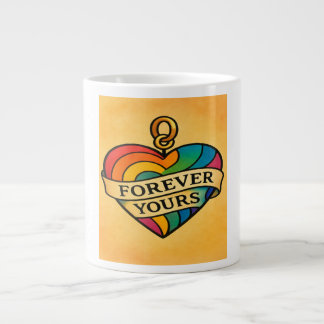 Forever Yours Colourful Love Heart Large Coffee Mug