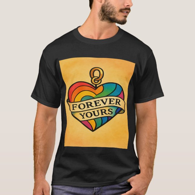 Forever Yours Colourful Love Heart T-Shirt (Front)