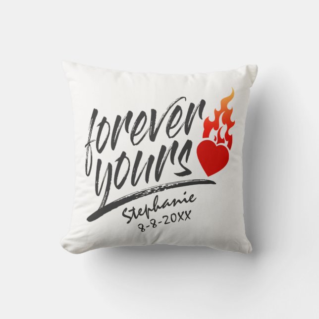 Forever Yours Custom Name Valentine | Throw Pillow (Front)