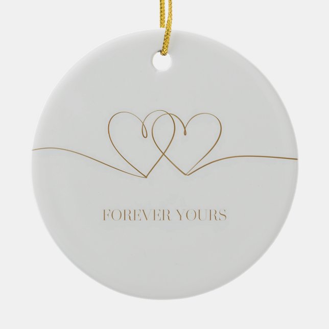 Forever Yours: Intertwined Hearts Design Ceramic Tree Decoration (Front)
