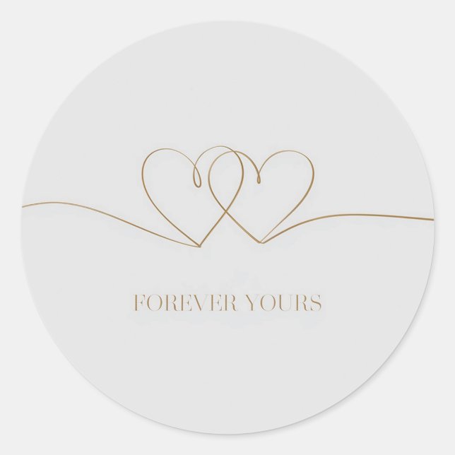 Forever Yours: Intertwined Hearts Design Classic Round Sticker (Front)