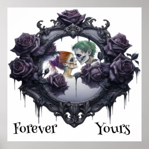 Forever Yours Zombie Couple Love Poster