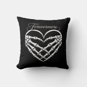 Forevermore Skeleton Hands Heart Gothic Romance Cushion