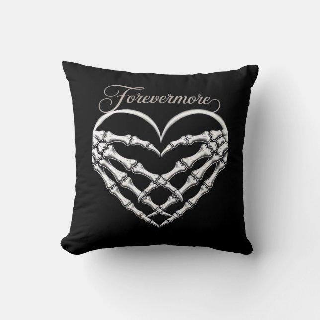 Forevermore Skeleton Hands Heart Gothic Romance Cushion (Front)