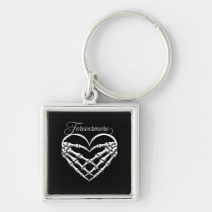 Forevermore Skeleton Hands Heart Gothic Romance Key Ring