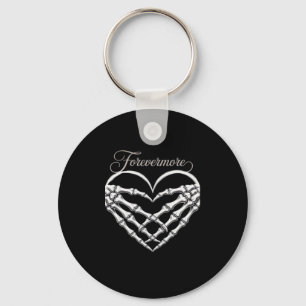 Forevermore Skeleton Hands Heart Gothic Romance Key Ring