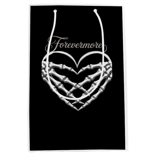 Forevermore Skeleton Hands Heart Gothic Romance Medium Gift Bag (Front)