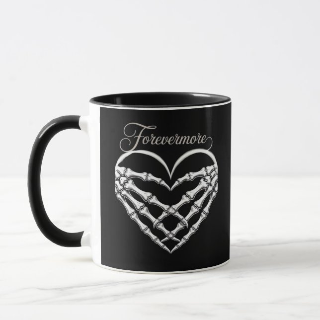Forevermore Skeleton Hands Heart Gothic Romance Mug (Left)