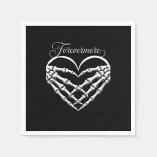 Forevermore Skeleton Hands Heart Gothic Romance Napkin