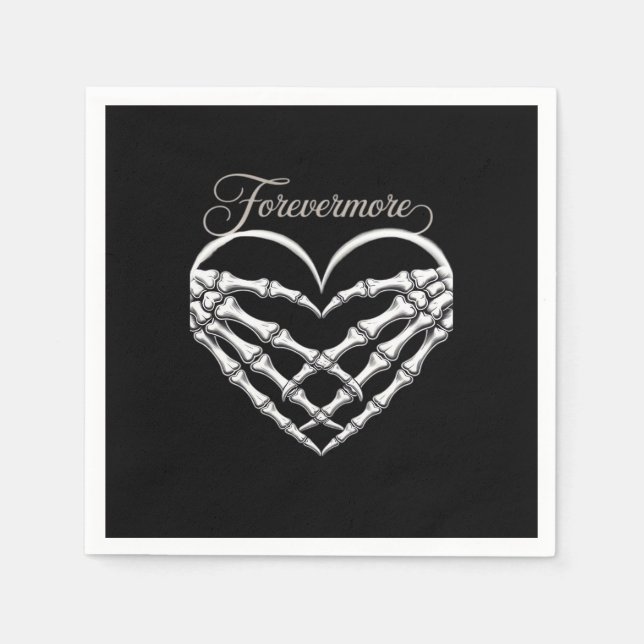Forevermore Skeleton Hands Heart Gothic Romance Napkin (Front)