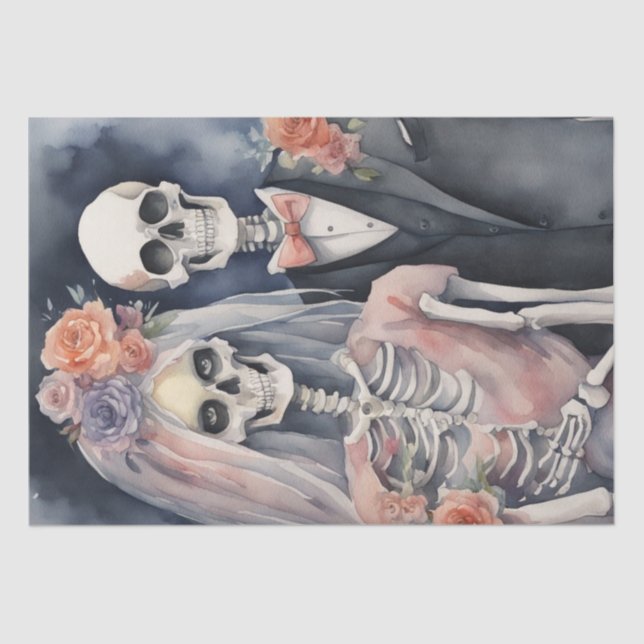 Forevermore: Skeleton Married Couple Decoupage   Tissue Paper (Front)