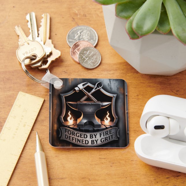 Forged by Fire – Blacksmith Emblem Key Ring (Desk)