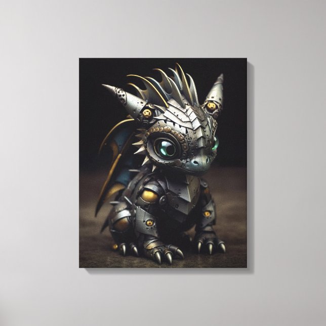 Forged Fire: The Metal Baby Dragon Canvas Print (Front)