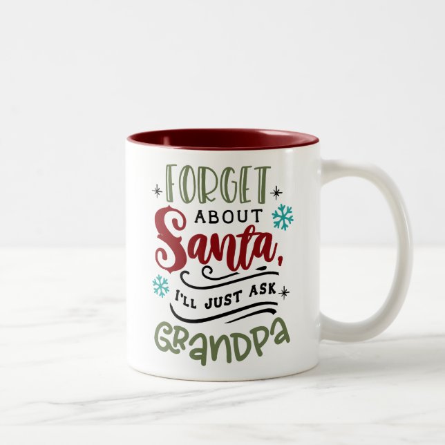 Forget About Santa, I'll Just Ask Grandpa Two-Tone Coffee Mug (Right)