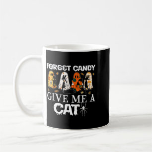 Forget Candy Give A Cat Funny Ghost Black Cat Coffee Mug