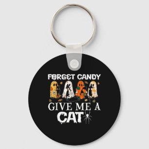 Forget Candy Give A Cat Funny Ghost Black Cat Key Ring