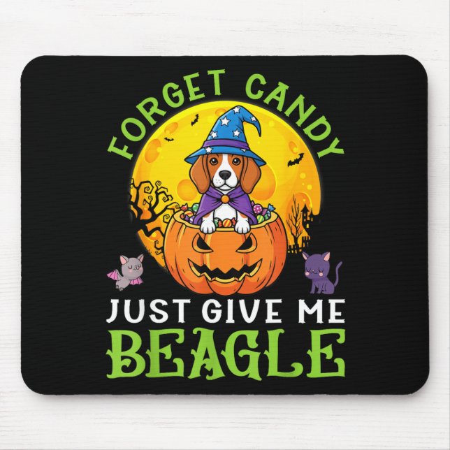Forget Candy Give Beagle Dog Witch This Halloween Mouse Mat (Front)