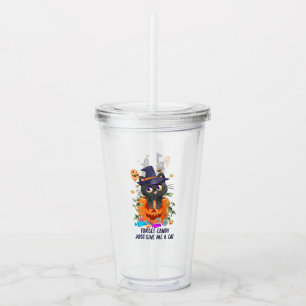 Forget Candy, Just Give Me A Cat Acrylic Tumbler