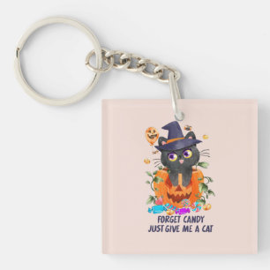 Forget Candy Just Give Me A Cat – Witch Cat Key Ring