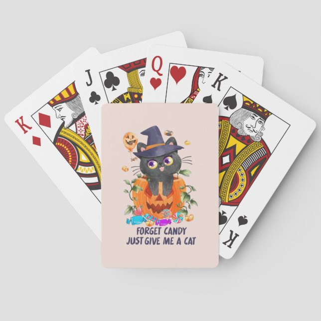 Forget Candy Just Give Me A Cat – Witch Cat Playing Cards (Back)