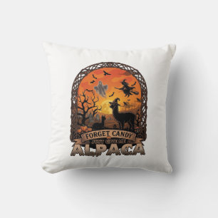 Forget Candy Just Give Me Alpaca Halloween Ghost W Cushion
