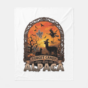 Forget Candy Just Give Me Alpaca Halloween Ghost W Fleece Blanket