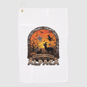 Forget Candy Just Give Me Alpaca Halloween Ghost W Golf Towel