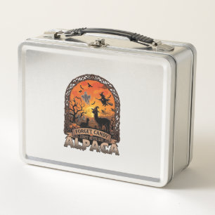 Forget Candy Just Give Me Alpaca Halloween Ghost W Metal Lunch Box