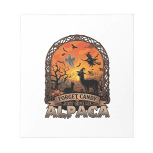Forget Candy Just Give Me Alpaca Halloween Ghost W Notepad