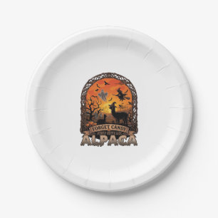 Forget Candy Just Give Me Alpaca Halloween Ghost W Paper Plate