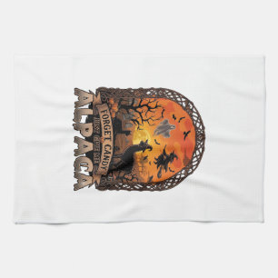 Forget Candy Just Give Me Alpaca Halloween Ghost W Tea Towel