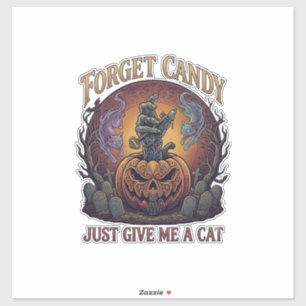 Forget Candy Just Give Me Cat Halloween Pumpkin_1