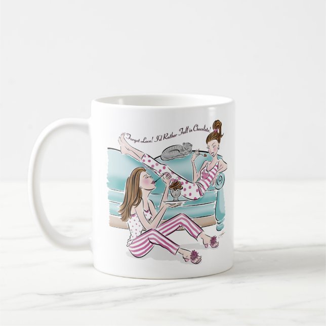 Forget Love I'd Rather Fall in Chocolate! PJ Party Coffee Mug (Left)
