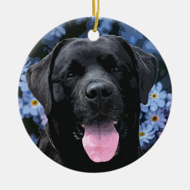 Forget Me Knot - Black Labrador Ceramic Tree Decoration (Front)