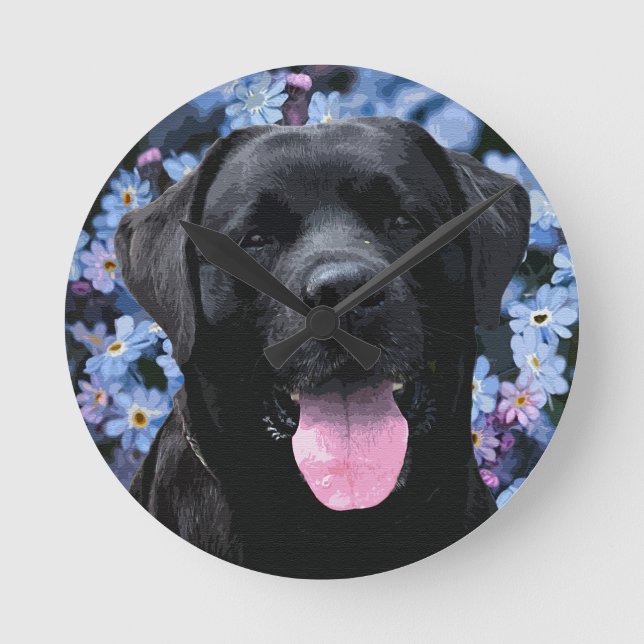 Forget Me Knot - Black Labrador Round Clock (Front)