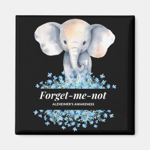 Forget Me not Alzheimers Awareness Elephant Flower Magnet