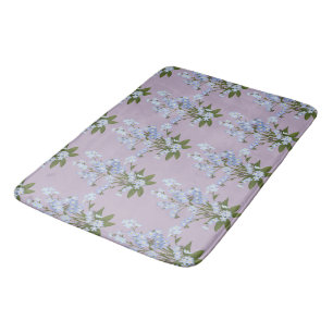 Forget-me-not and Foliage on Lavender Background Bath Mat
