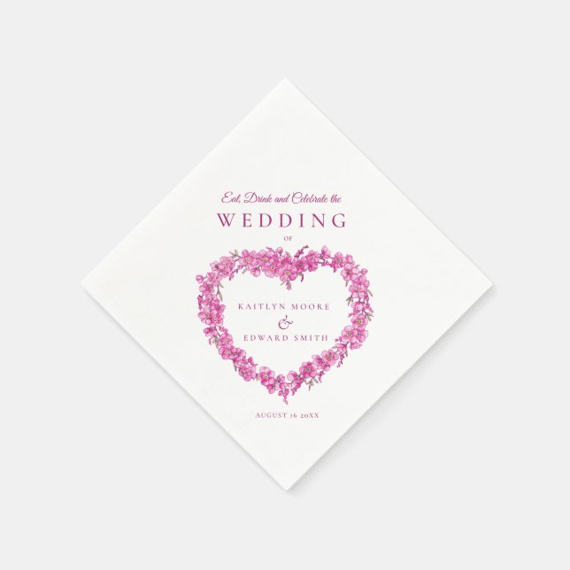 Forget-me-not art wedding pink white custom napkin (Corner)