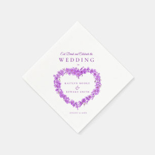 Forget-me-not art wedding purple white custom napkin