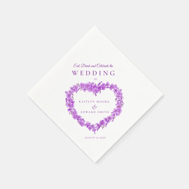 Forget-me-not art wedding purple white custom napkin (Corner)