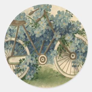 Forget Me Not Bicycle Birthday Classic Round Sticker