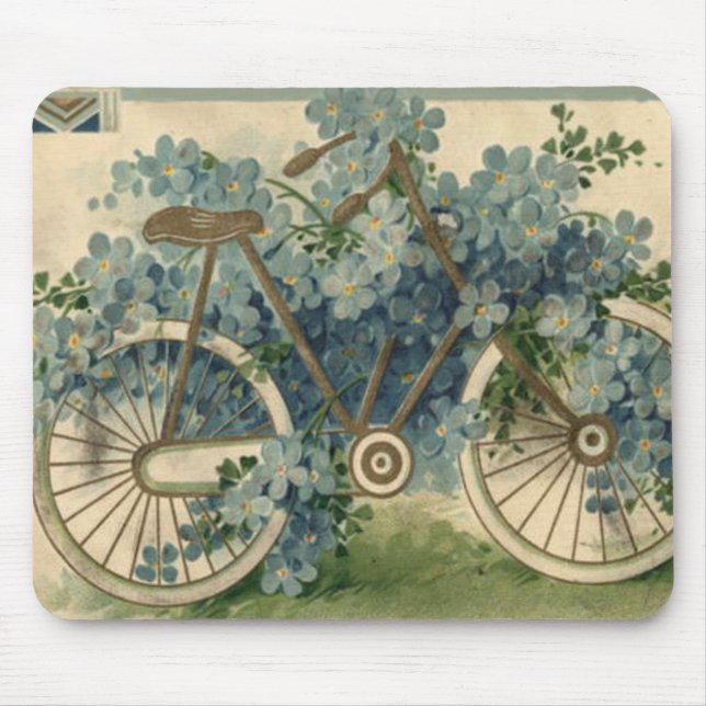 Forget Me Not Bicycle Birthday Mouse Mat (Front)
